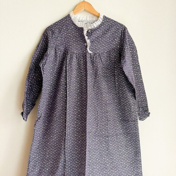 Vintage Microfloral Cottagecore Long Cotton Sleeping Gown L - Picture 1 of 7